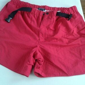 Lands End Mens Red  Bathing Trunks Snap Belt XL